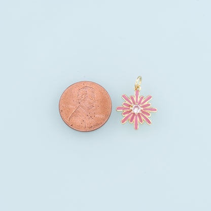 Gold Flower Charms,18K Gold Filled Flower Pendant,Enamel Flower Charm Bracelet Necklace for DIY Jewelry Making Supply