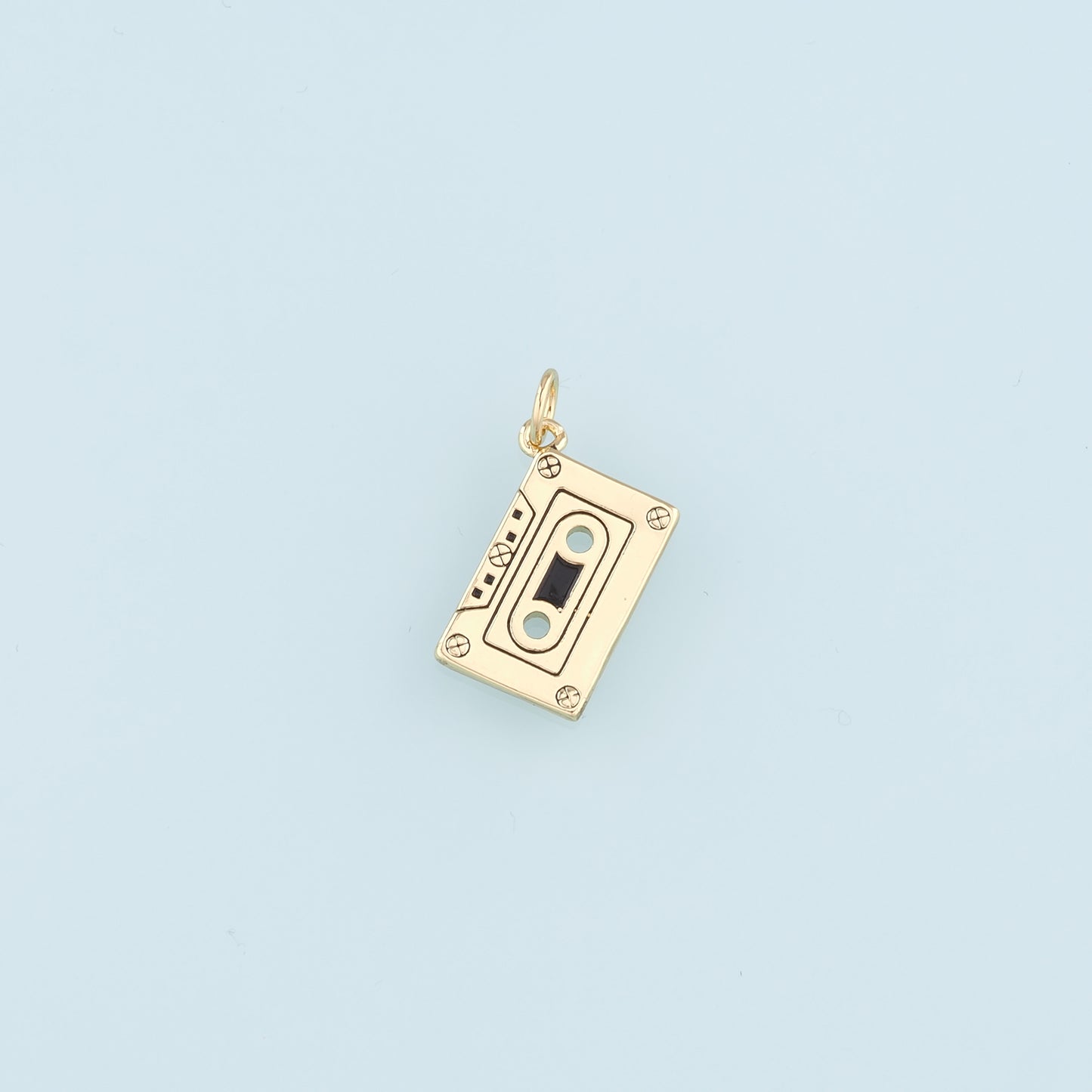 18K Gold Filled Tape Pendant,Cassette Tape Charm Bracelet Necklace for DIY Jewelry Making Supply
