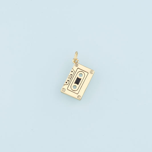 18K Gold Filled Tape Pendant,Cassette Tape Charm Bracelet Necklace for DIY Jewelry Making Supply