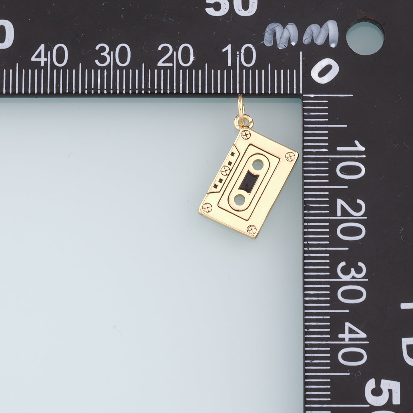 18K Gold Filled Tape Pendant,Cassette Tape Charm Bracelet Necklace for DIY Jewelry Making Supply