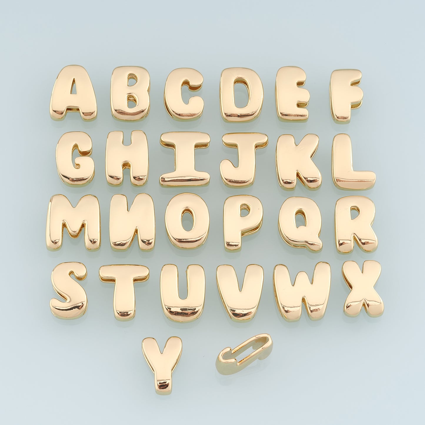 Gold Side Hole letter Charms,18K Gold Filled letter Pendant,initial Charm Bracelet Necklace for DIY Jewelry Making Supply