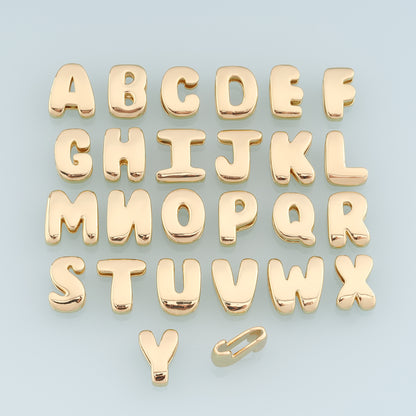 Gold Side Hole letter Charms,18K Gold Filled letter Pendant,initial Charm Bracelet Necklace for DIY Jewelry Making Supply