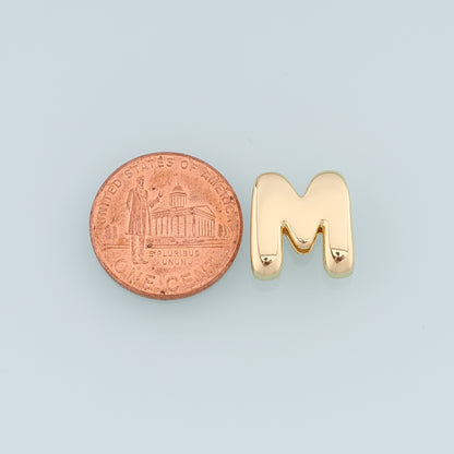 Gold Side Hole letter Charms,18K Gold Filled letter Pendant,initial Charm Bracelet Necklace for DIY Jewelry Making Supply