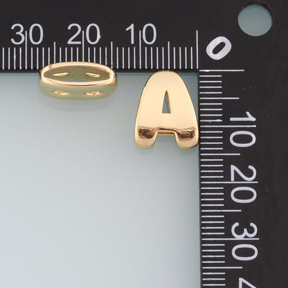 Gold Side Hole letter Charms,18K Gold Filled letter Pendant,initial Charm Bracelet Necklace for DIY Jewelry Making Supply
