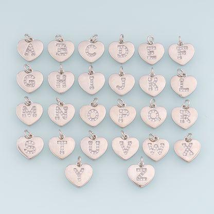 Gold Heart letter Charms,18K Gold Filled letter Pendant,Initial Charm Bracelet Necklace for DIY Jewelry Making Supply