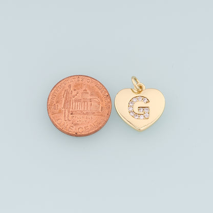 Gold Heart letter Charms,18K Gold Filled letter Pendant,Initial Charm Bracelet Necklace for DIY Jewelry Making Supply