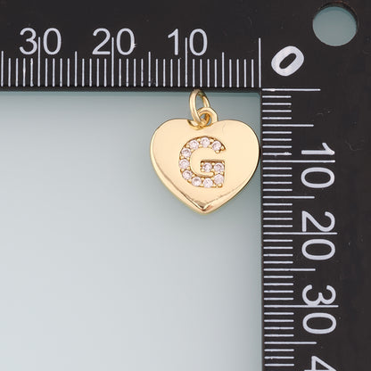 Gold Heart letter Charms,18K Gold Filled letter Pendant,Initial Charm Bracelet Necklace for DIY Jewelry Making Supply