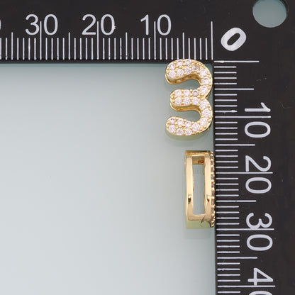 18K Gold Filled Number Pendant,CZ Side Hole Number Charm Bracelet Necklace for DIY Jewelry Making Supply