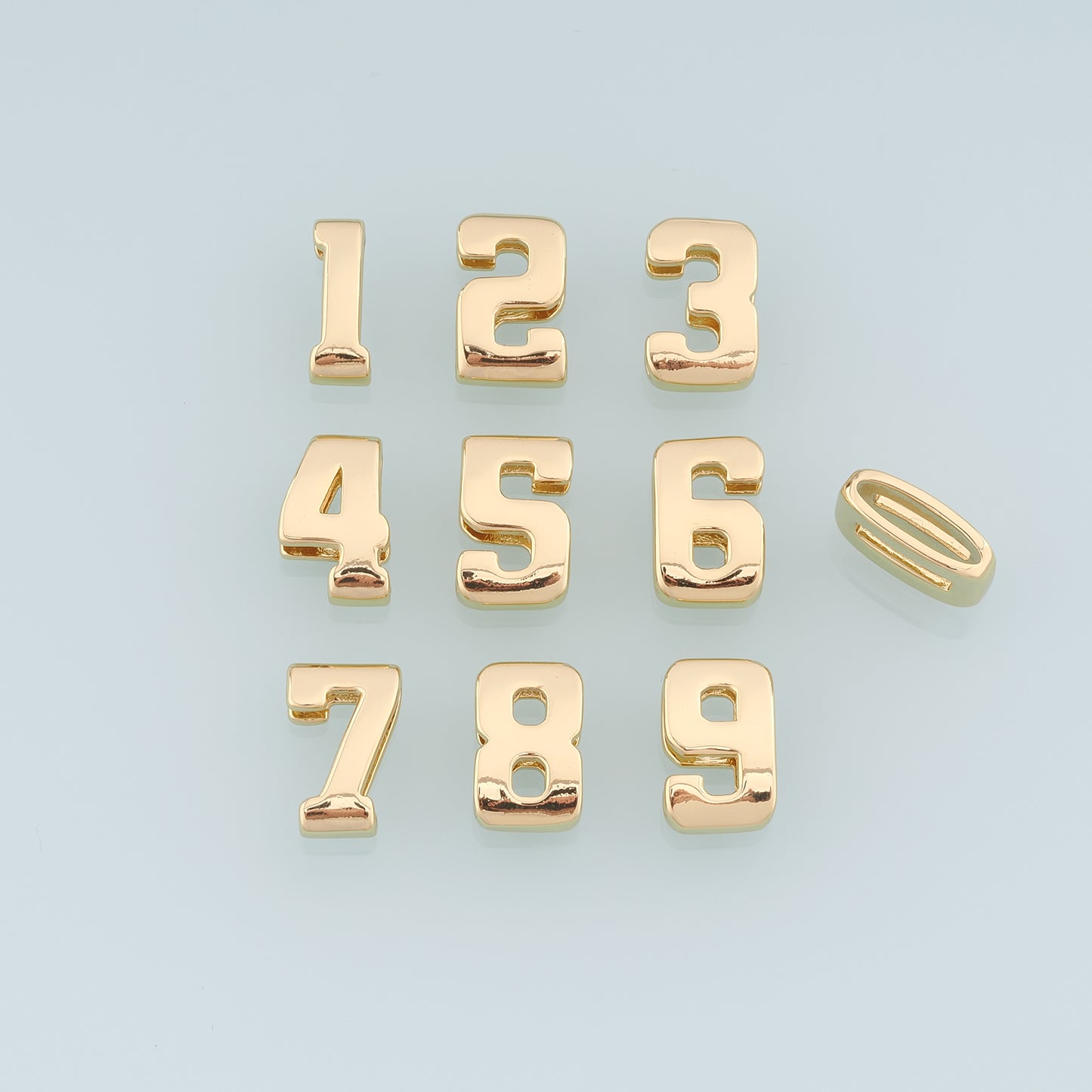 18K Gold Filled Number Pendant,Dainty Side Hole Number Charm Bracelet Necklace for DIY Jewelry Making Supply