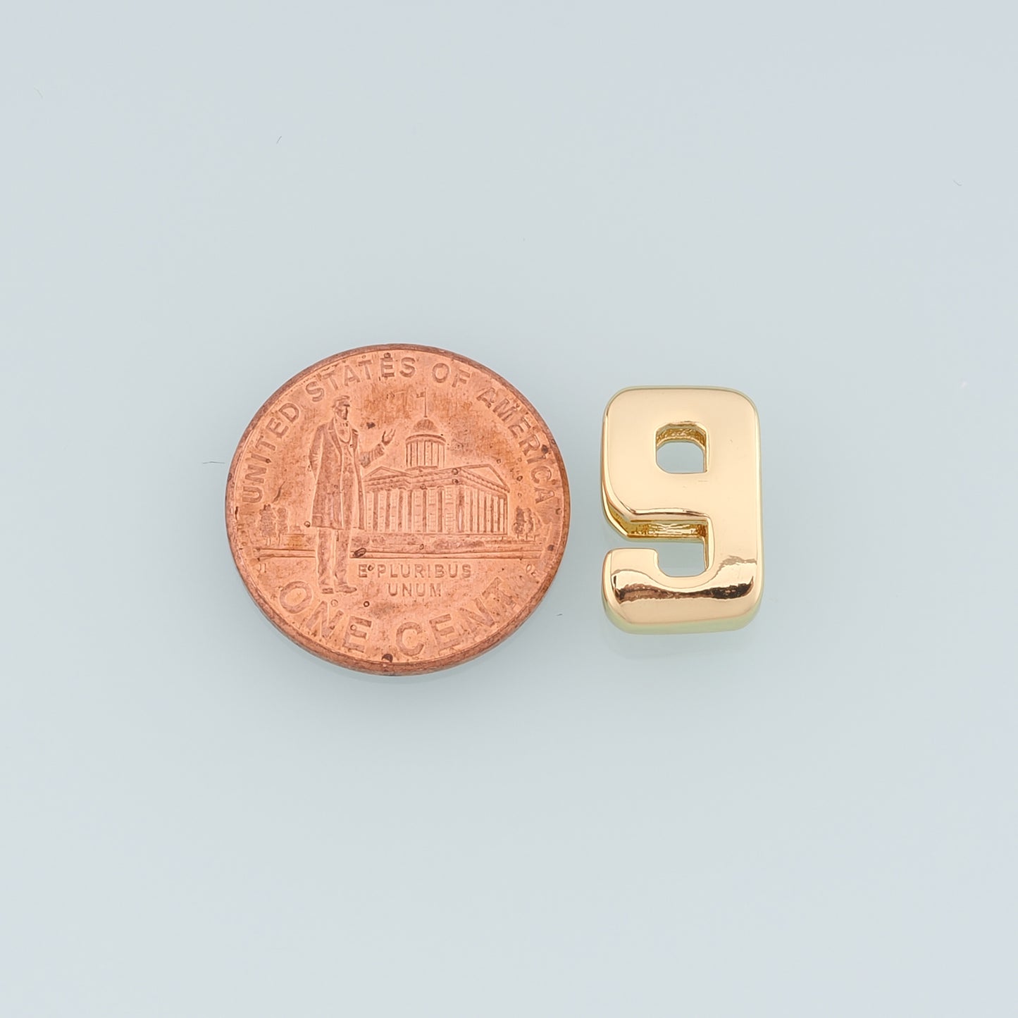 18K Gold Filled Number Pendant,Dainty Side Hole Number Charm Bracelet Necklace for DIY Jewelry Making Supply