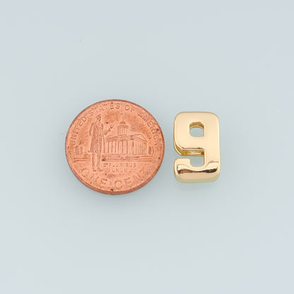 18K Gold Filled Number Pendant,Dainty Side Hole Number Charm Bracelet Necklace for DIY Jewelry Making Supply