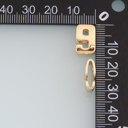 18K Gold Filled Number Pendant,Dainty Side Hole Number Charm Bracelet Necklace for DIY Jewelry Making Supply