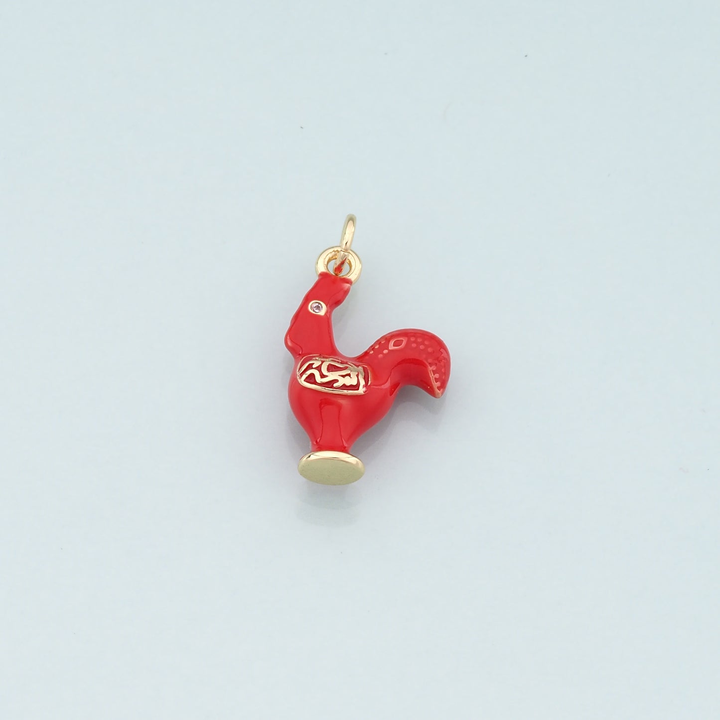 Gold Rooster Charms,18K Gold Filled Rooster Pendant,Enamel Animal Charm Bracelet Necklace for DIY Jewelry Making Supply
