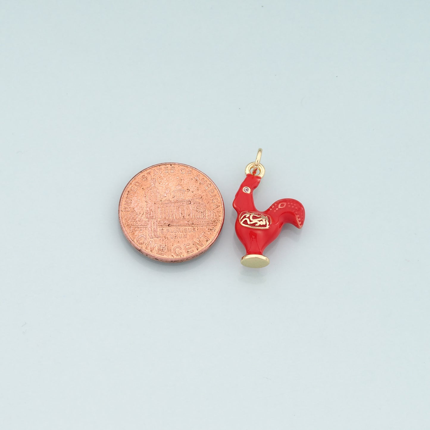 Gold Rooster Charms,18K Gold Filled Rooster Pendant,Enamel Animal Charm Bracelet Necklace for DIY Jewelry Making Supply