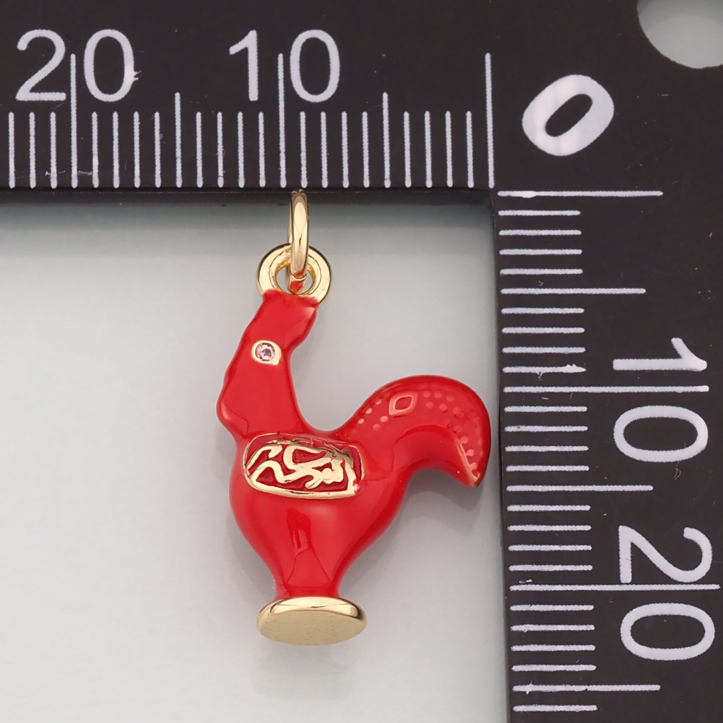 Gold Rooster Charms,18K Gold Filled Rooster Pendant,Enamel Animal Charm Bracelet Necklace for DIY Jewelry Making Supply