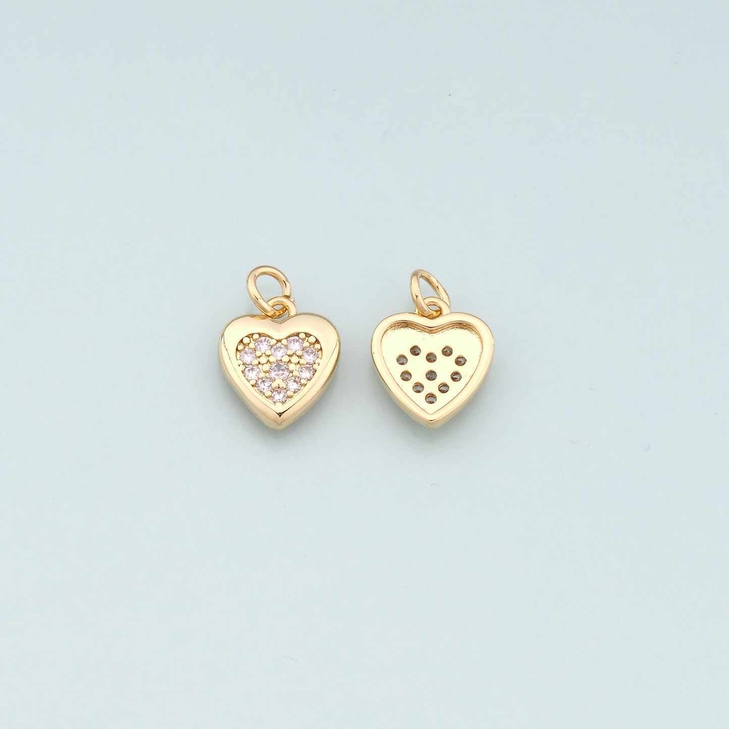 Gold Heart Charms,18K Gold Filled Heart Pendant,CZ Micro Pave Heart Charm Bracelet Necklace for DIY Jewelry Making Supply