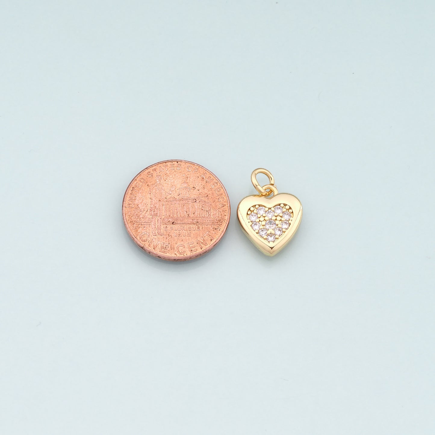 Gold Heart Charms,18K Gold Filled Heart Pendant,CZ Micro Pave Heart Charm Bracelet Necklace for DIY Jewelry Making Supply