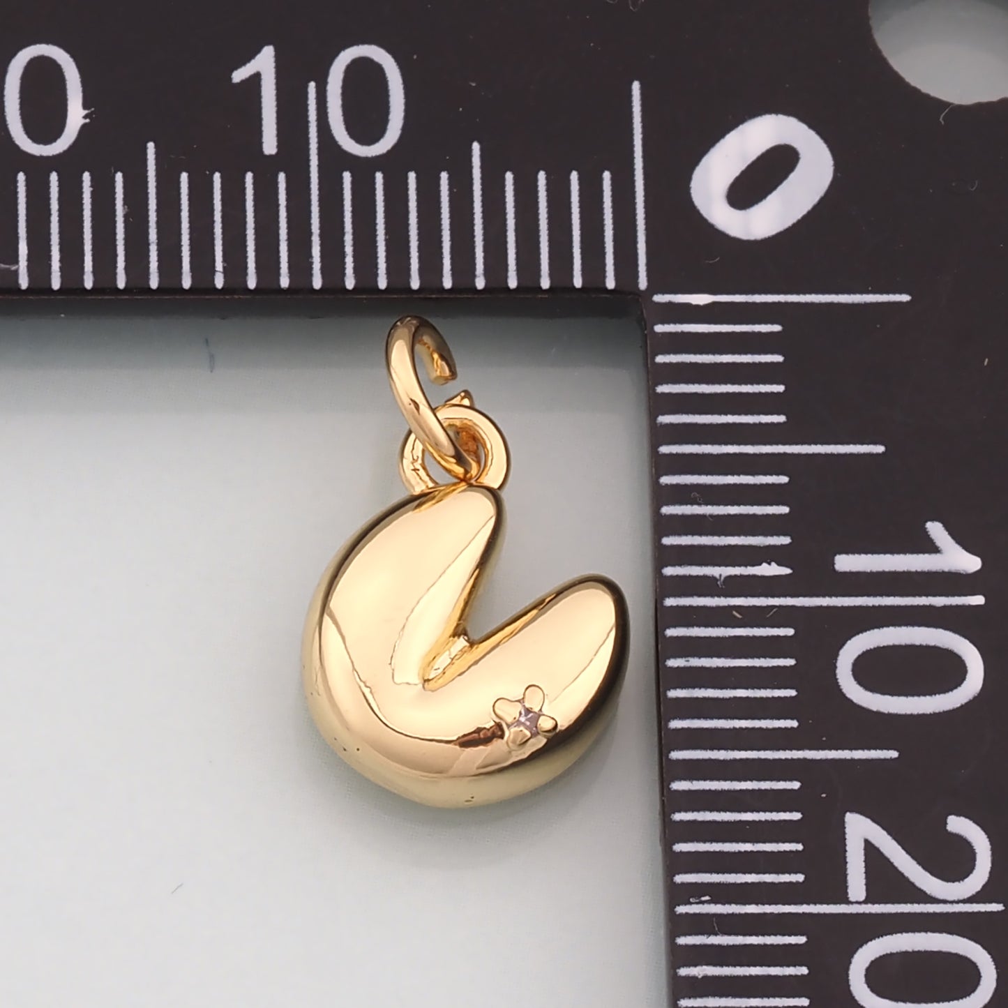 18K Gold Filled Cookie Pendant,CZ Micro Pave Fortune Cookie Charm Bracelet Necklace for DIY Jewelry Making Supply