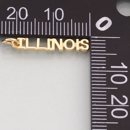 18K Gold Filled State name Pendant,State name Charm Bracelet Necklace for DIY Jewelry Making Supply