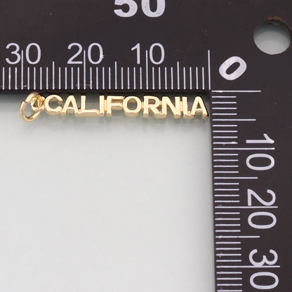 18K Gold Filled State name Pendant,State name Charm Bracelet Necklace for DIY Jewelry Making Supply