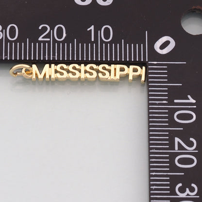 18K Gold Filled State name Pendant,State name Charm Bracelet Necklace for DIY Jewelry Making Supply