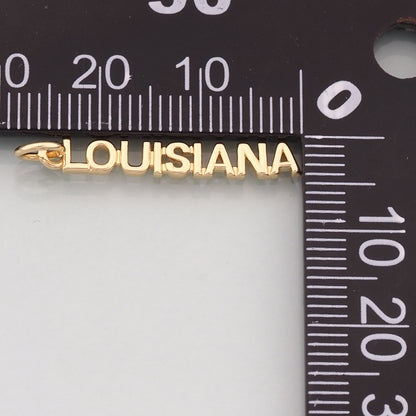 18K Gold Filled State name Pendant,State name Charm Bracelet Necklace for DIY Jewelry Making Supply