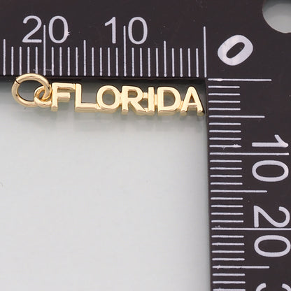 18K Gold Filled State name Pendant,State name Charm Bracelet Necklace for DIY Jewelry Making Supply