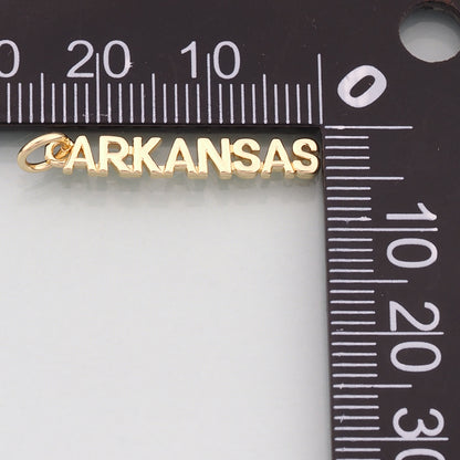 18K Gold Filled State name Pendant,State name Charm Bracelet Necklace for DIY Jewelry Making Supply