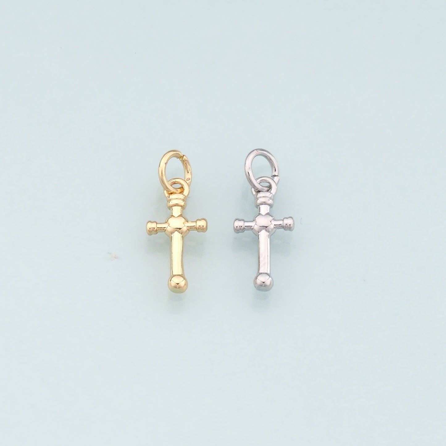Gold Cross Charms,18K Gold Filled Cross Pendant,Religion Charm Bracelet Necklace for DIY Jewelry Making Supply