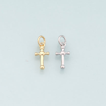 Gold Cross Charms,18K Gold Filled Cross Pendant,Religion Charm Bracelet Necklace for DIY Jewelry Making Supply