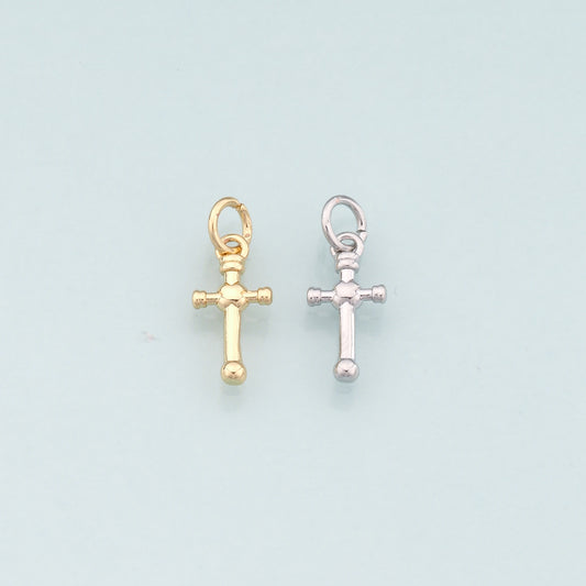 Gold Cross Charms,18K Gold Filled Cross Pendant,Religion Charm Bracelet Necklace for DIY Jewelry Making Supply