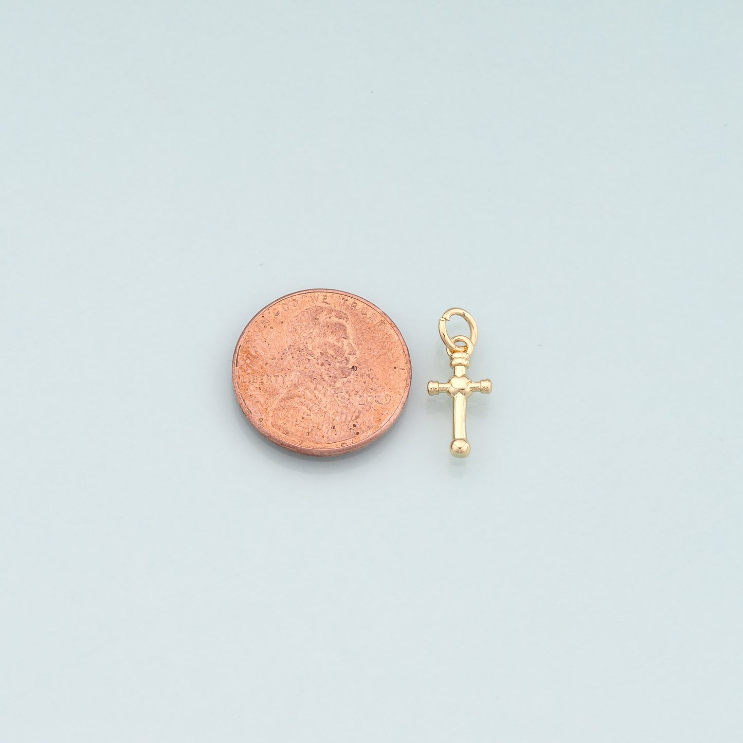 Gold Cross Charms,18K Gold Filled Cross Pendant,Religion Charm Bracelet Necklace for DIY Jewelry Making Supply