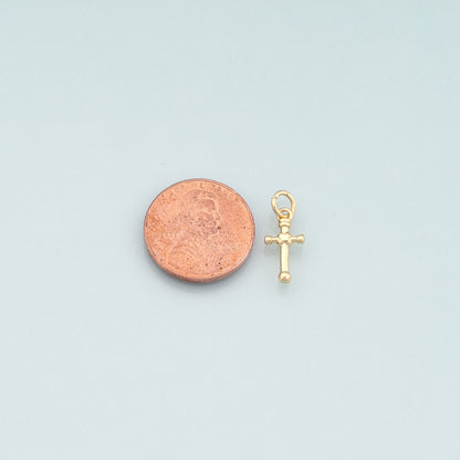 Gold Cross Charms,18K Gold Filled Cross Pendant,Religion Charm Bracelet Necklace for DIY Jewelry Making Supply