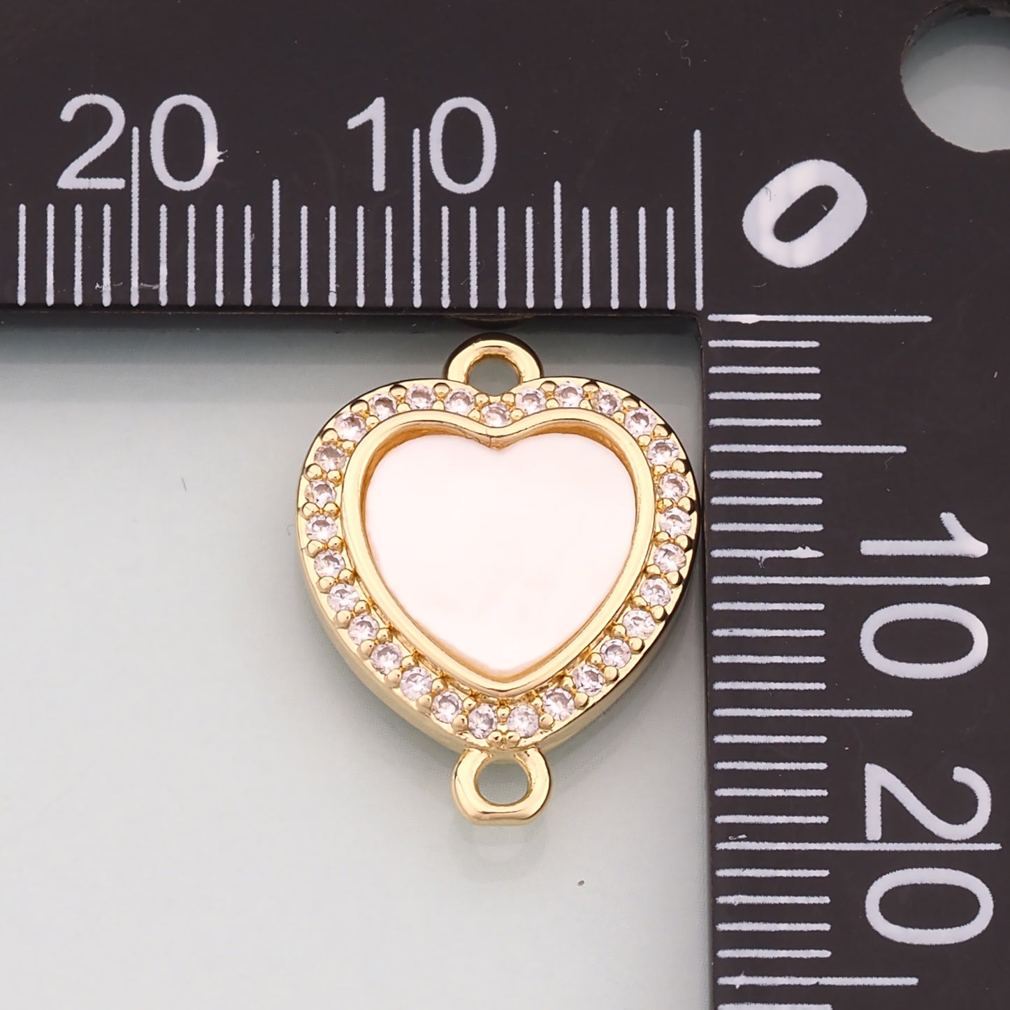 Gold Heart Charms,18K Gold Filled Shell Heart Connector,CZ Micro Pave Heart Charm Bracelet Necklace for DIY Jewelry Making Supply