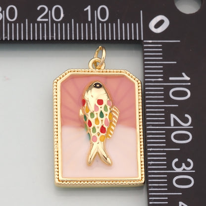 Gold Fish Charms,18K Gold Filled Fish Pendant,Enamel Ocean Charm Bracelet Necklace for DIY Jewelry Making Supply
