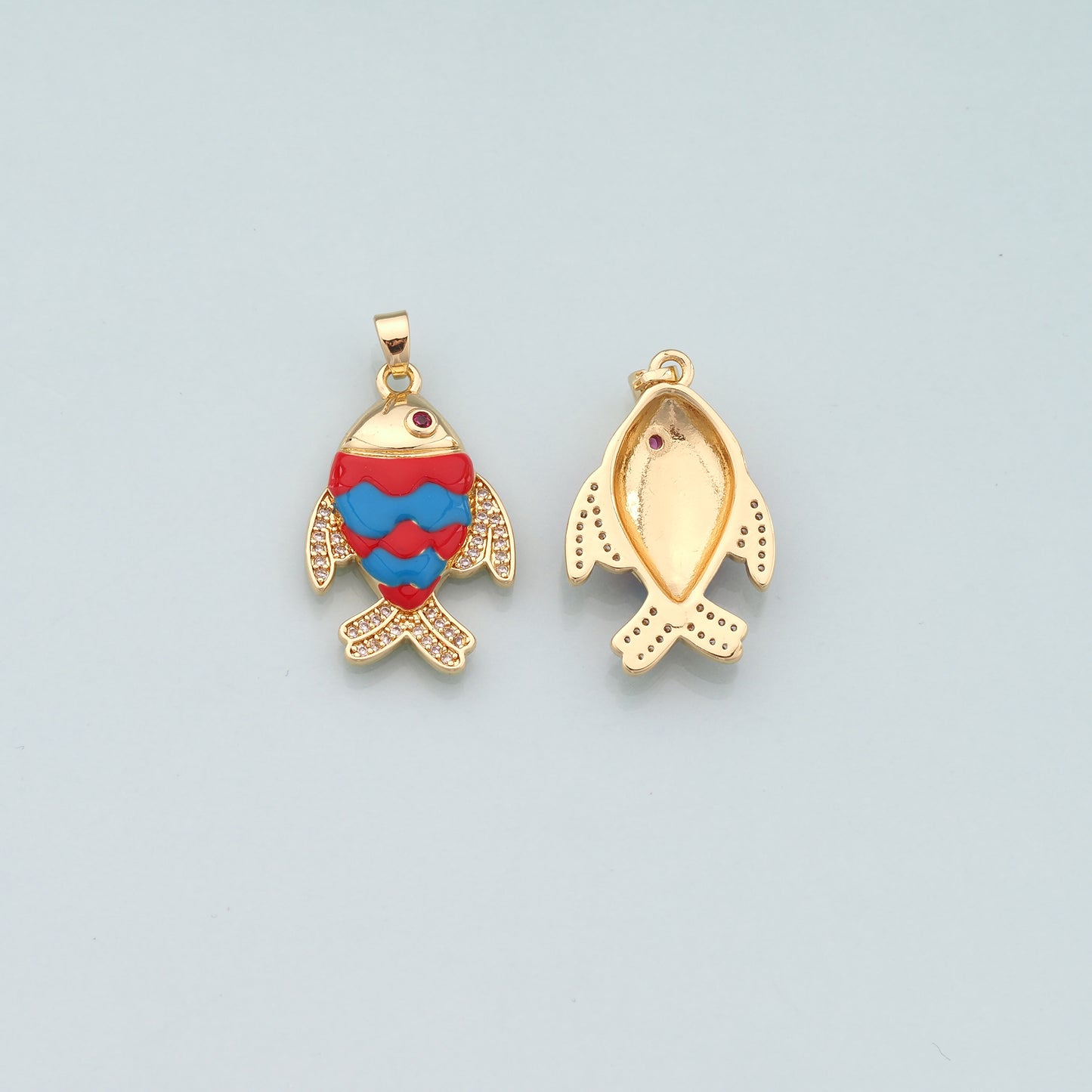 Gold Fish Charms,18K Gold Filled Fish Pendant,Enamel Ocean Charm Bracelet Necklace for DIY Jewelry Making Supply