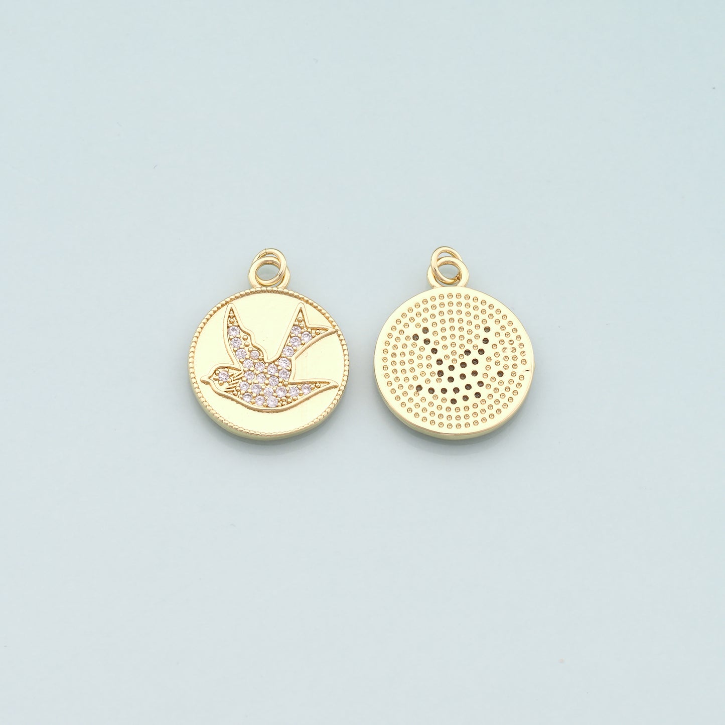 Gold Animal Charms,18K Gold Filled Bird Pendant,CZ Micro Pave Bird Charm Bracelet Necklace for DIY Jewelry Making Supply