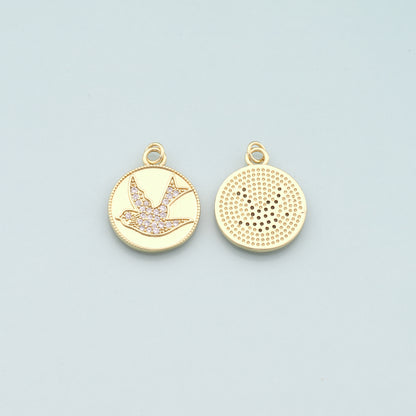 Gold Animal Charms,18K Gold Filled Bird Pendant,CZ Micro Pave Bird Charm Bracelet Necklace for DIY Jewelry Making Supply