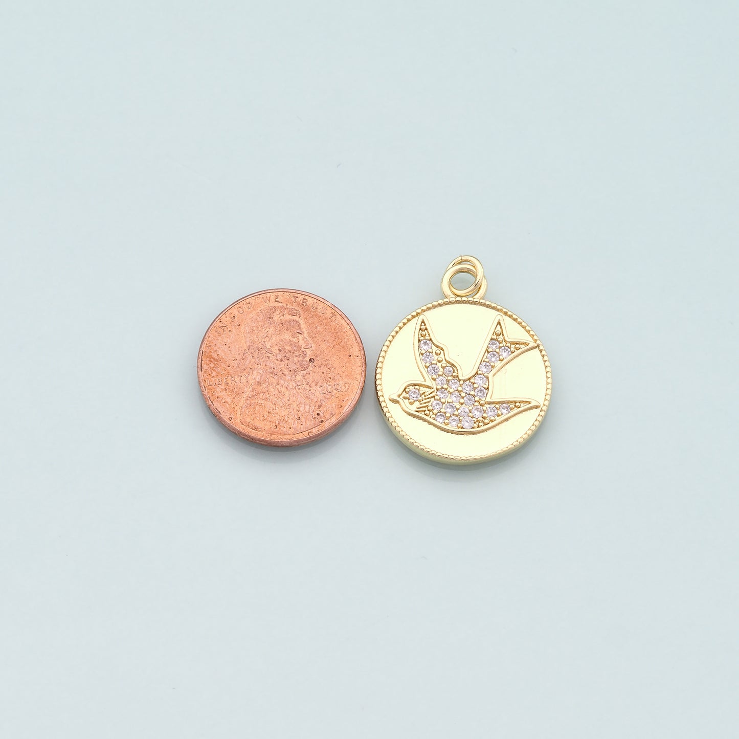Gold Animal Charms,18K Gold Filled Bird Pendant,CZ Micro Pave Bird Charm Bracelet Necklace for DIY Jewelry Making Supply
