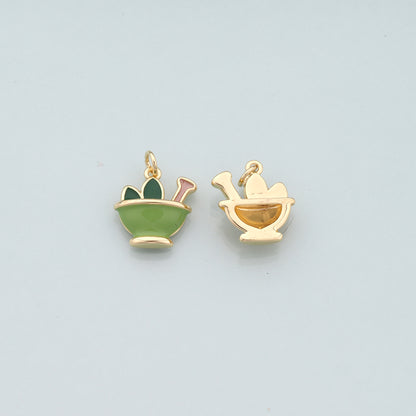 18K Gold Filled Ice Cream Cup Cream Pendant,Enamel Ice Cream Charm Bracelet Necklace for DIY Jewelry Making Supply