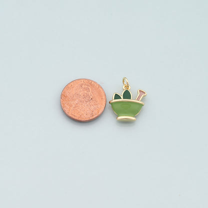 18K Gold Filled Ice Cream Cup Cream Pendant,Enamel Ice Cream Charm Bracelet Necklace for DIY Jewelry Making Supply