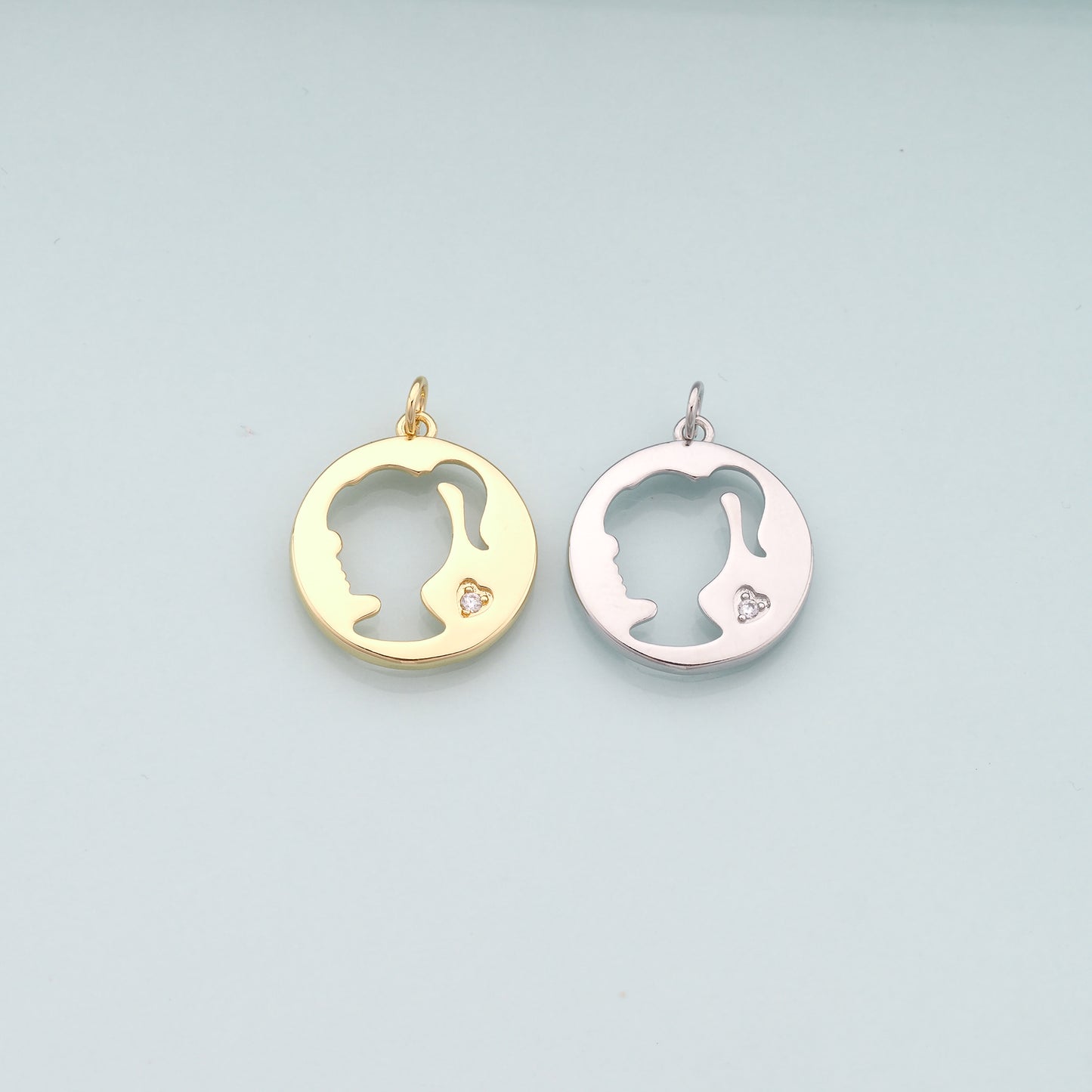18K Gold Filled Girl Pendant,Kids Charm Bracelet Necklace for DIY Jewelry Making Supply
