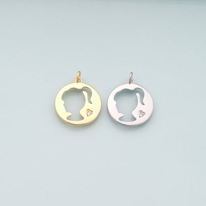 18K Gold Filled Girl Pendant,Kids Charm Bracelet Necklace for DIY Jewelry Making Supply