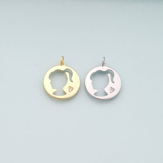18K Gold Filled Girl Pendant,Kids Charm Bracelet Necklace for DIY Jewelry Making Supply