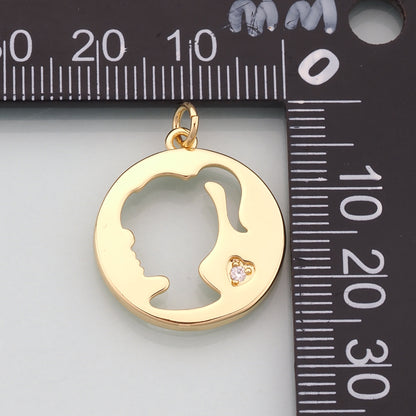 18K Gold Filled Girl Pendant,Kids Charm Bracelet Necklace for DIY Jewelry Making Supply