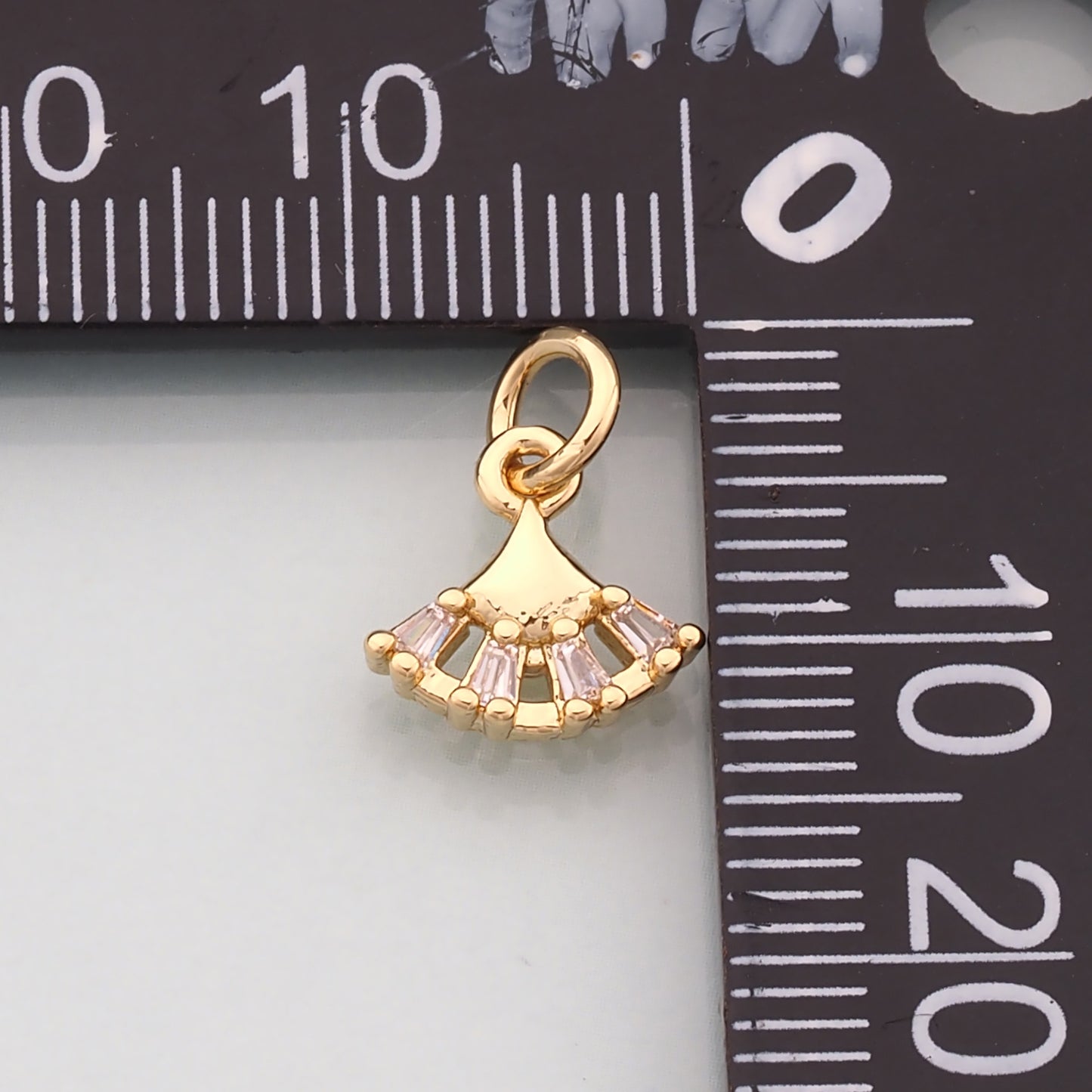 18K Gold Filled Sector Pendant,CZ Micro Pave Sector Charm Bracelet Necklace for DIY Jewelry Making Supply