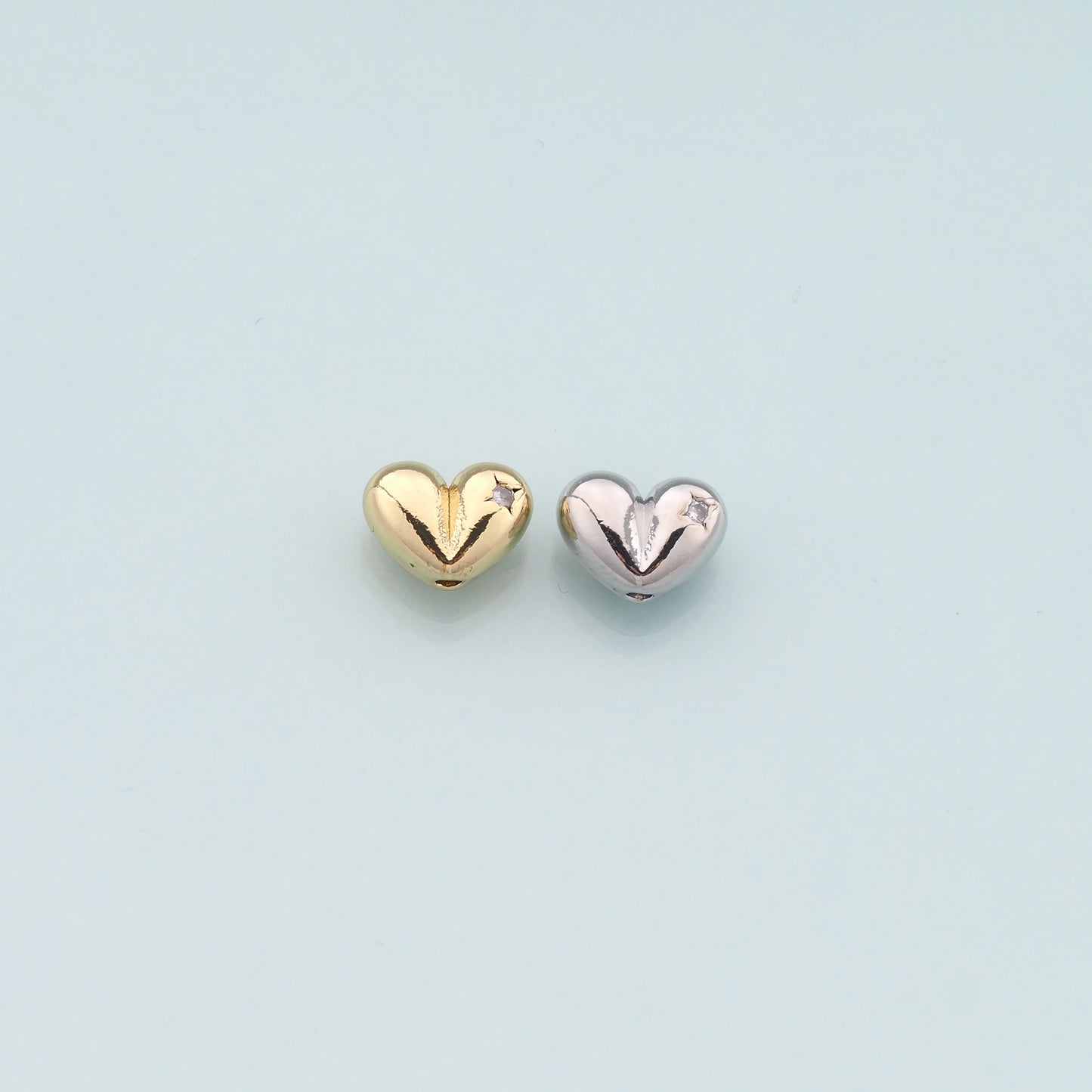 Gold Heart Beads Charms,18K Gold Filled Heart Spacer beads Bracelet Necklace for DIY Jewelry Making Supply