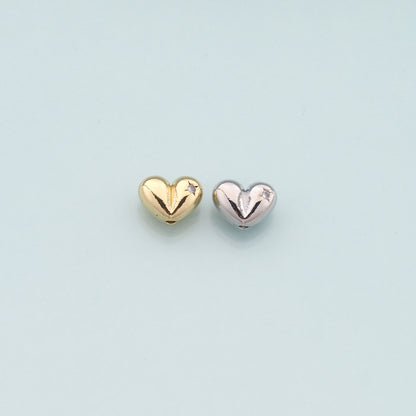 Gold Heart Beads Charms,18K Gold Filled Heart Spacer beads Bracelet Necklace for DIY Jewelry Making Supply