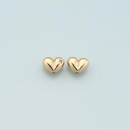 Gold Heart Beads Charms,18K Gold Filled Heart Spacer beads Bracelet Necklace for DIY Jewelry Making Supply