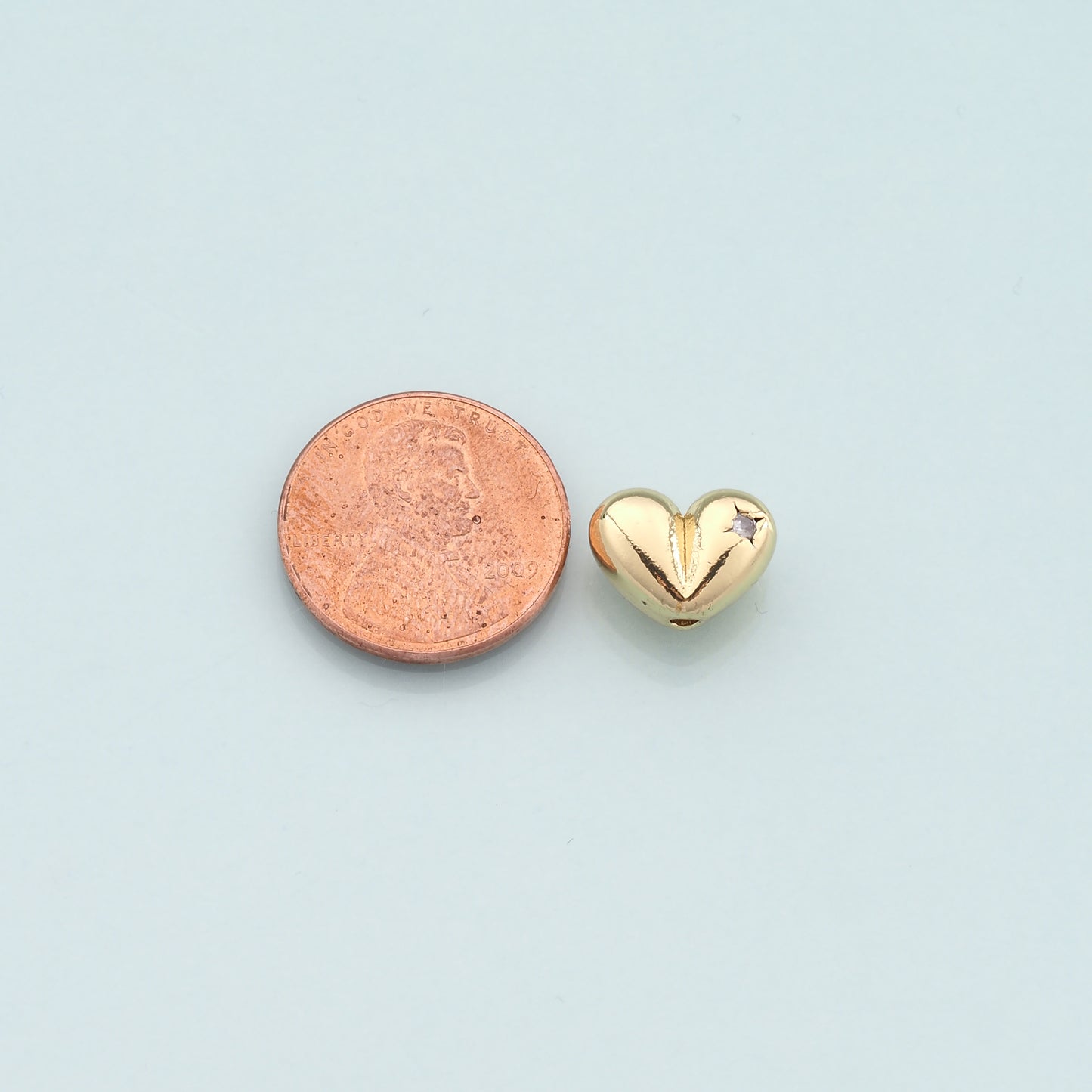 Gold Heart Beads Charms,18K Gold Filled Heart Spacer beads Bracelet Necklace for DIY Jewelry Making Supply